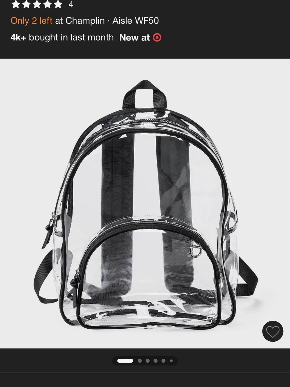Transparent Black-Trim Backpack - Clear Stadium Bag Wild Fable